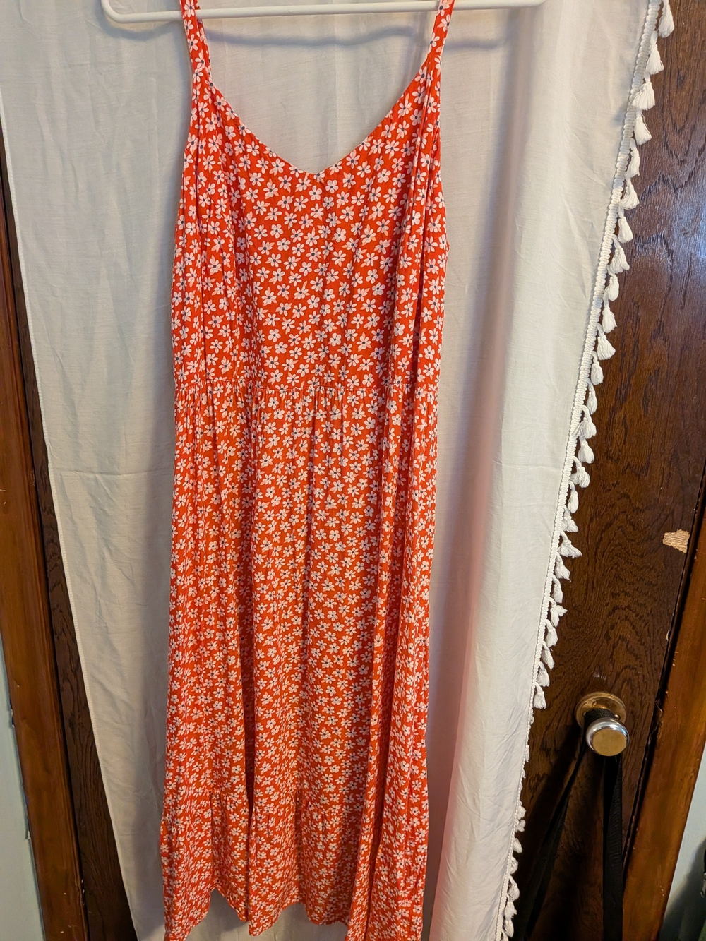 Old Navy Orange Floral Maxi Dress with White Daisies